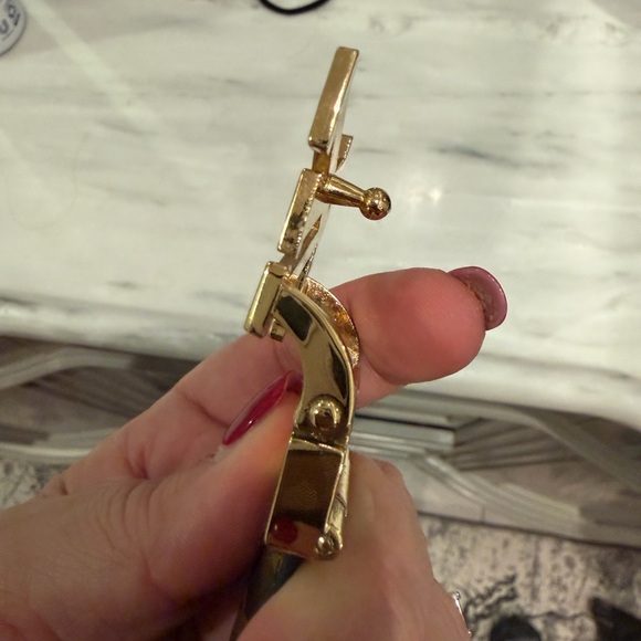 Designer Brown Monogram Belt with Gold Buckle - Picture 8 of 9